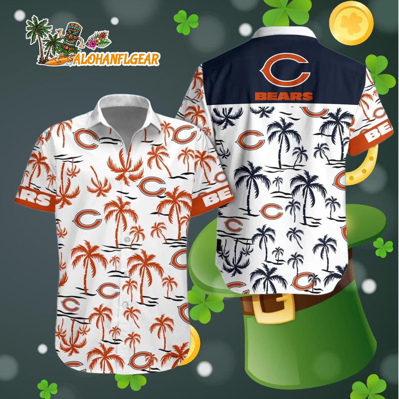 Chicago Bears Coconut Logo Beach Hawaiian Shirt, NFL Aloha Shirt Chicago Bears Coconut Logo Beach Hawaiian Shirt, NFL Aloha Shirt