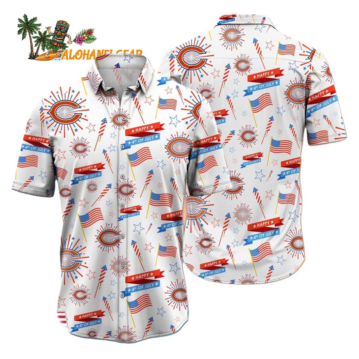 Chicago Bears Happy 4th Of July Hawaiian Shirt NFL Aloha Shirt 1
