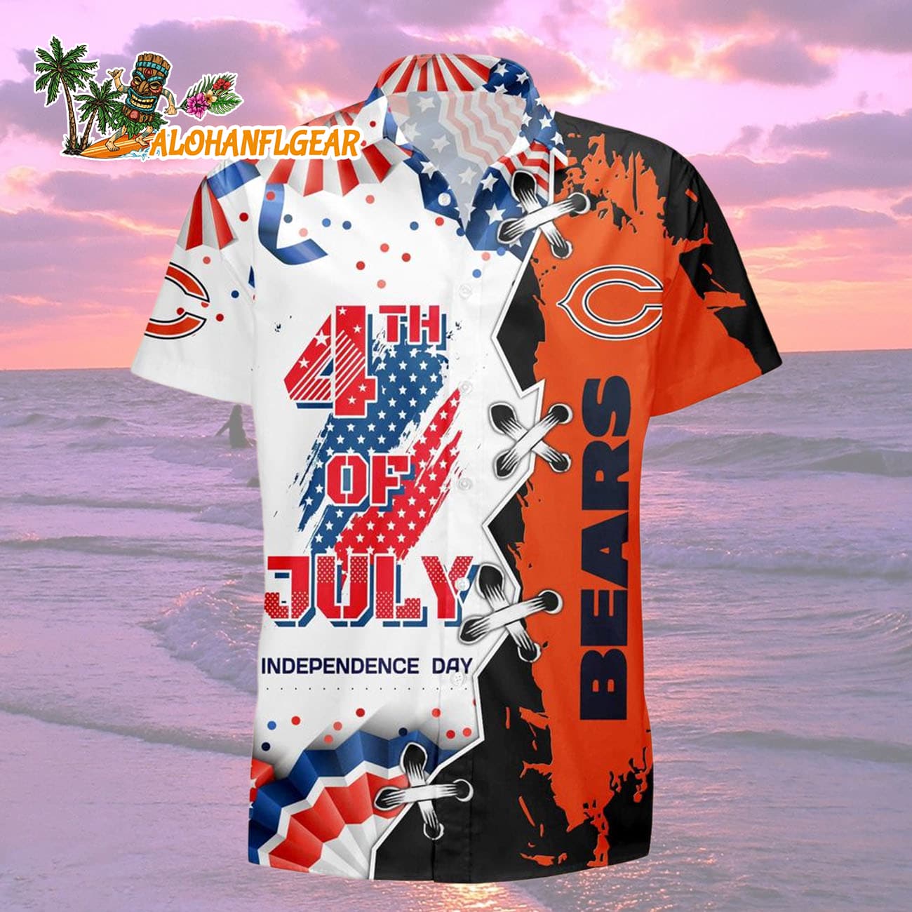 Chicago Bears Happy Independence Day Resurgence Hawaiian Shirt, NFL Aloha Shirt Chicago Bears Happy Independence Day Resurgence Hawaiian Shirt, NFL Aloha Shirt