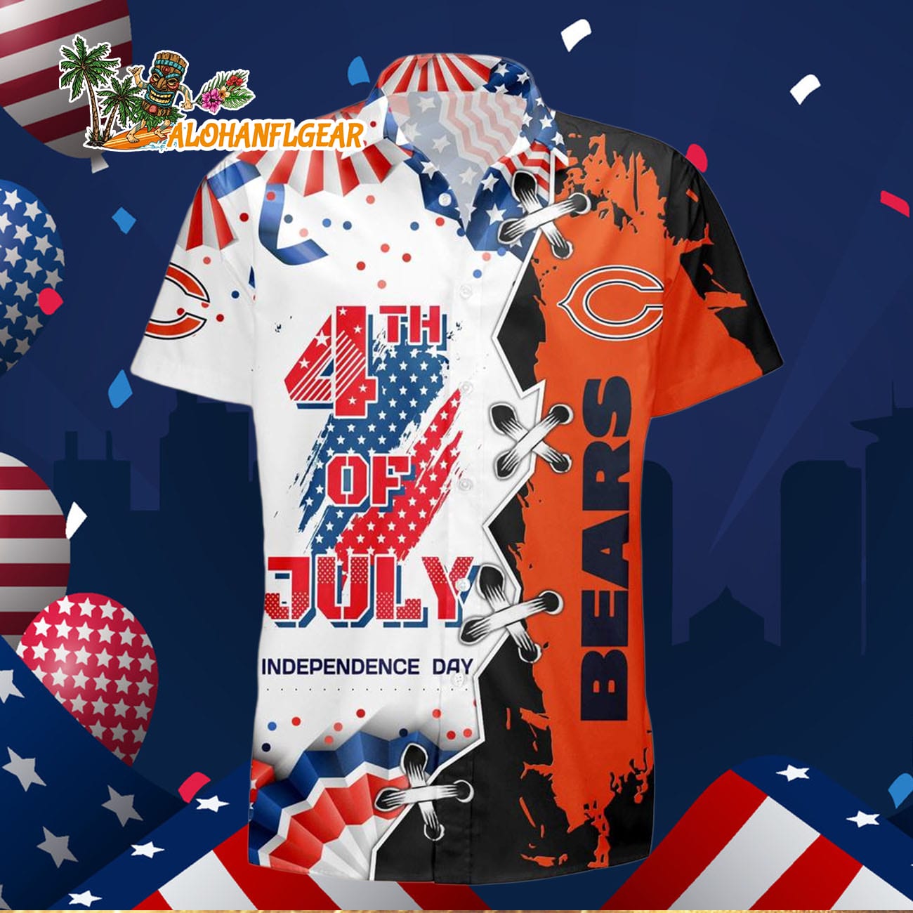 Chicago Bears Happy Independence Day Resurgence Hawaiian Shirt, NFL Aloha Shirt Chicago Bears Happy Independence Day Resurgence Hawaiian Shirt, NFL Aloha Shirt