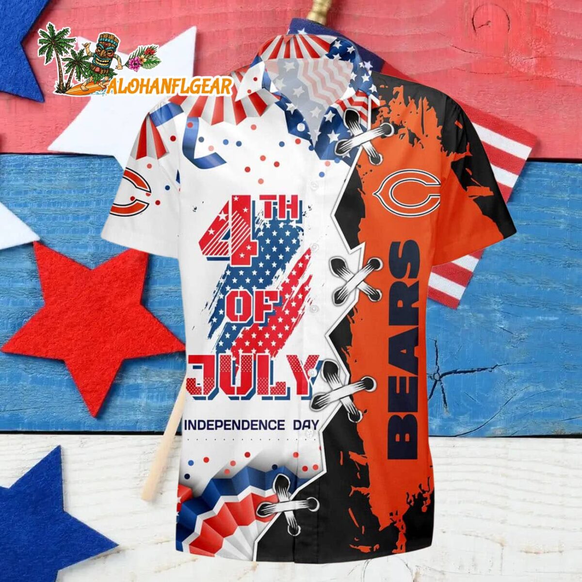 Chicago Bears Happy Independence Day Resurgence Hawaiian Shirt NFL Aloha Shirt 4