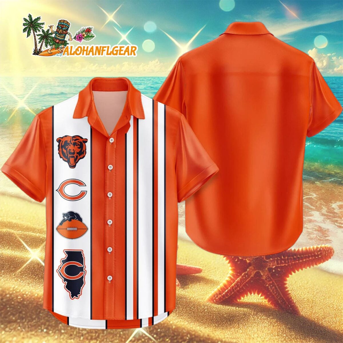 Chicago Bears Hawaiian Shirt Classic Color Contrast 3
