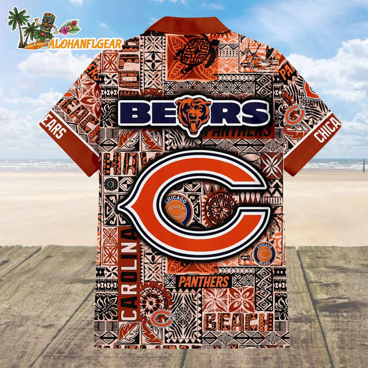 Chicago Bears Hawaiian Tapa Patterns Hawaiian Shirt NFL Aloha Shirt 2