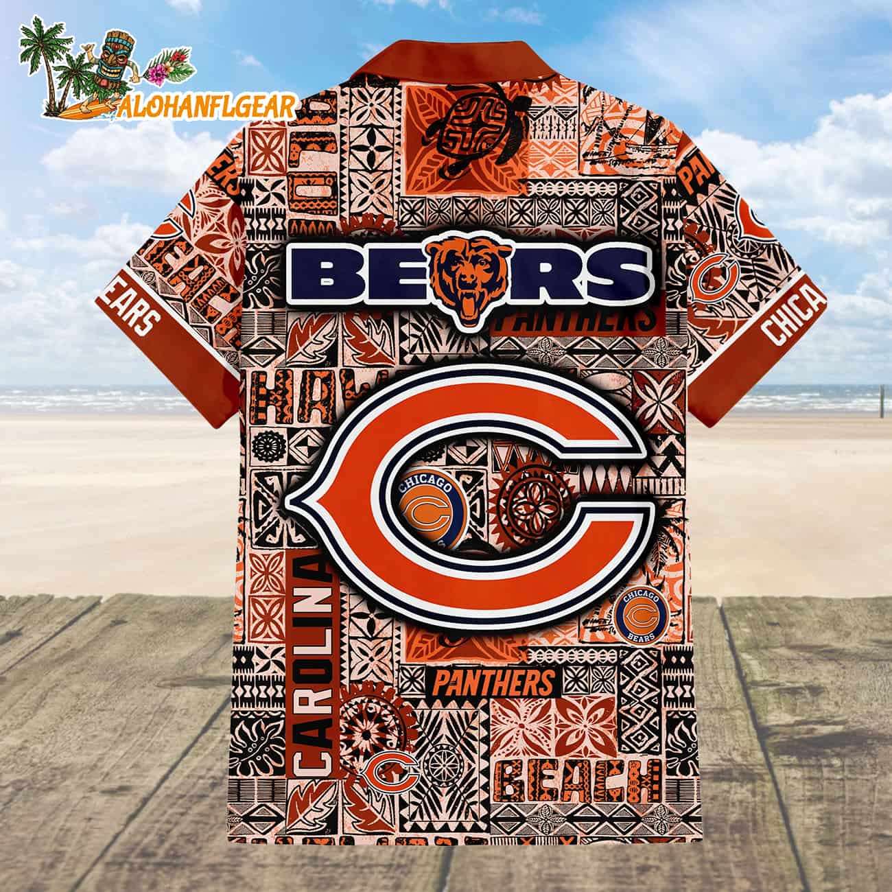 Chicago Bears Hawaiian Tapa Patterns Hawaiian Shirt, NFL Aloha Shirt Chicago Bears Hawaiian Tapa Patterns Hawaiian Shirt, NFL Aloha Shirt