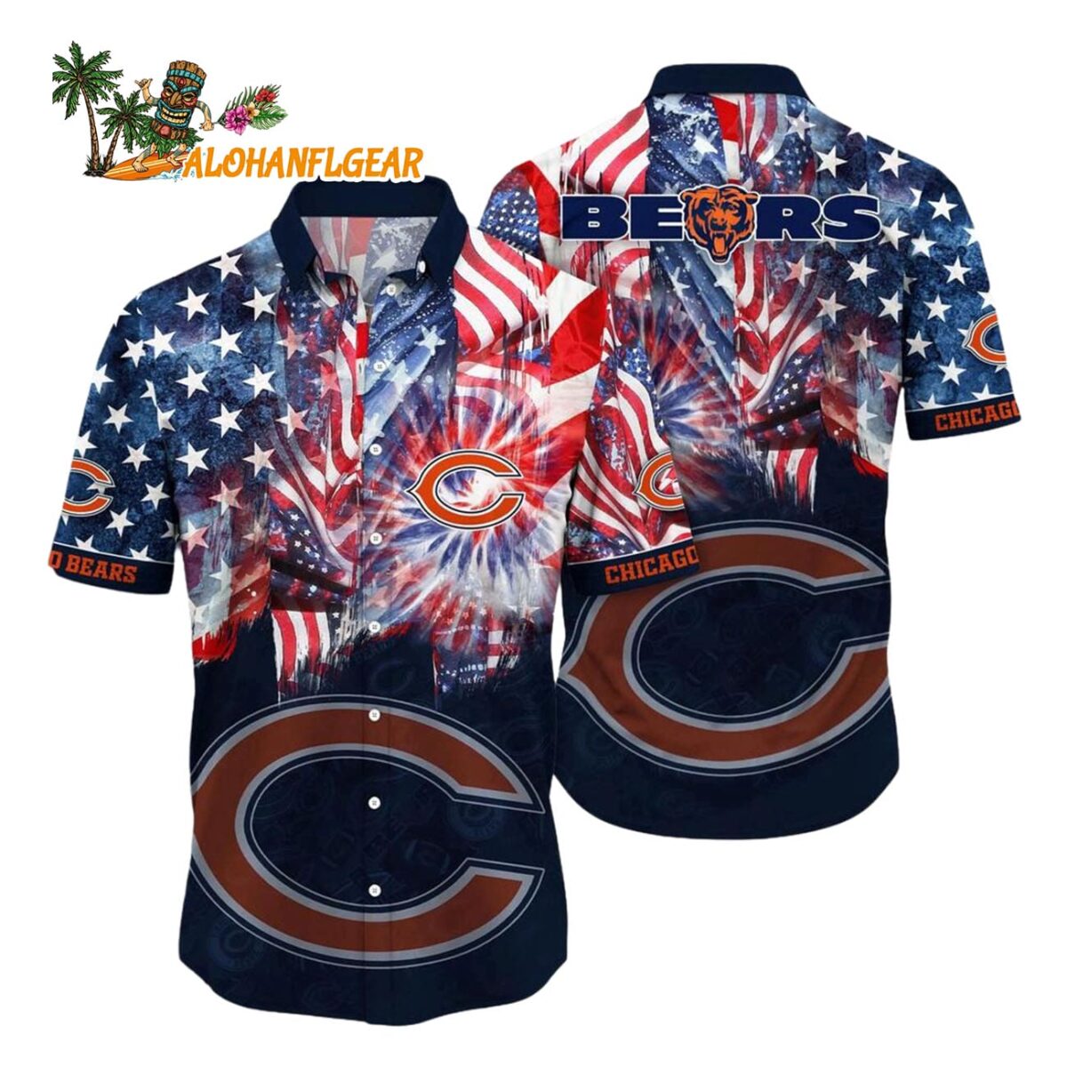 Chicago Bears Independence Day Hawaiian Shirt NFL Aloha Shirt 1