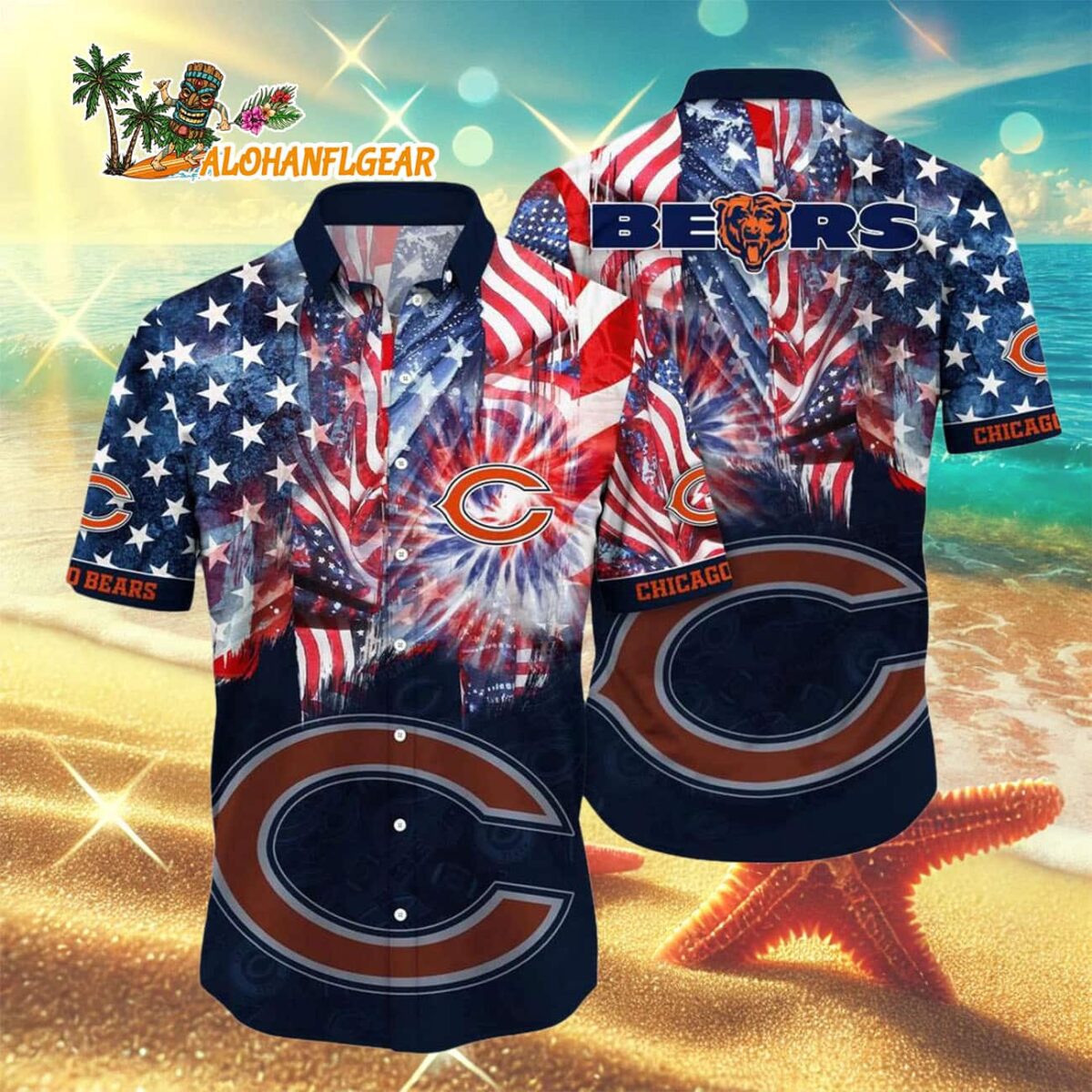 Chicago Bears Independence Day Hawaiian Shirt NFL Aloha Shirt 3