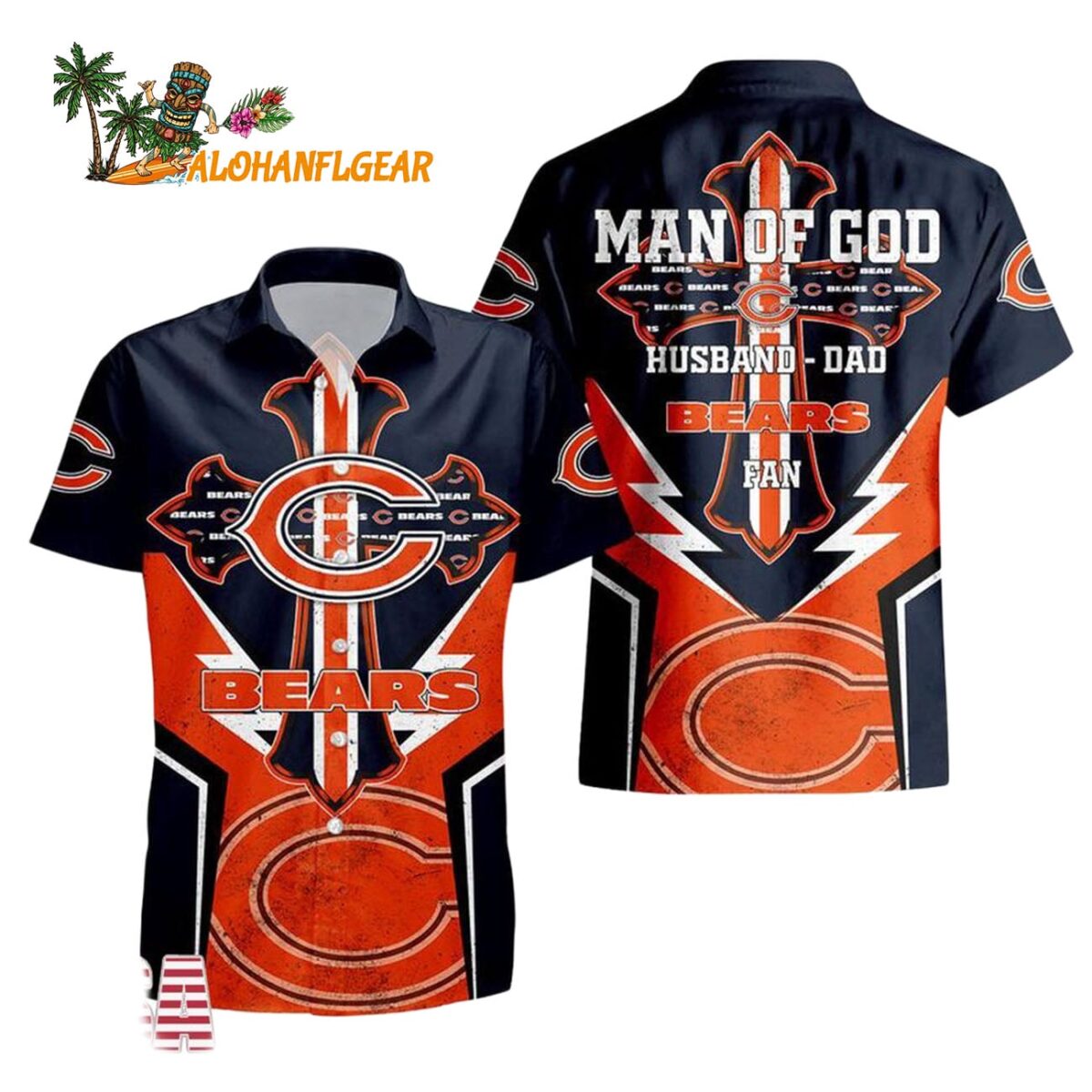 Chicago Bears Man Of God Gift For Fathers Day Hawaiian Shirt Chicago Bears Aloha Shirt 1
