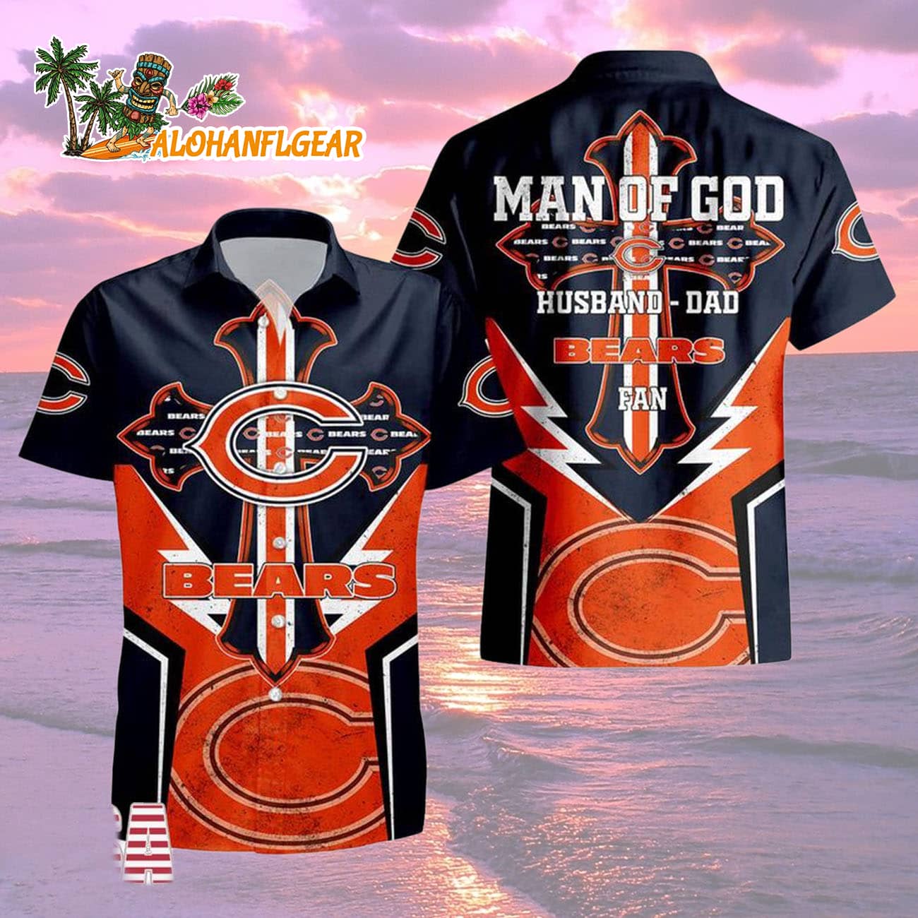 Chicago Bears Man Of God Gift For Fathers Day Hawaiian Shirt, Chicago Bears Aloha Shirt Chicago Bears Man Of God Gift For Fathers Day Hawaiian Shirt, Chicago Bears Aloha Shirt