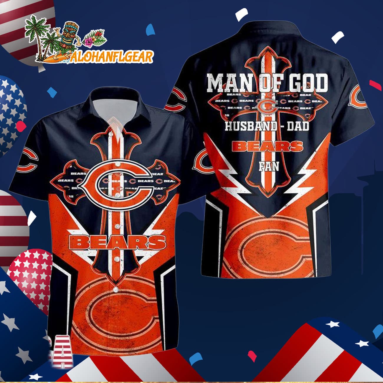 Chicago Bears Man Of God Gift For Fathers Day Hawaiian Shirt, Chicago Bears Aloha Shirt Chicago Bears Man Of God Gift For Fathers Day Hawaiian Shirt, Chicago Bears Aloha Shirt