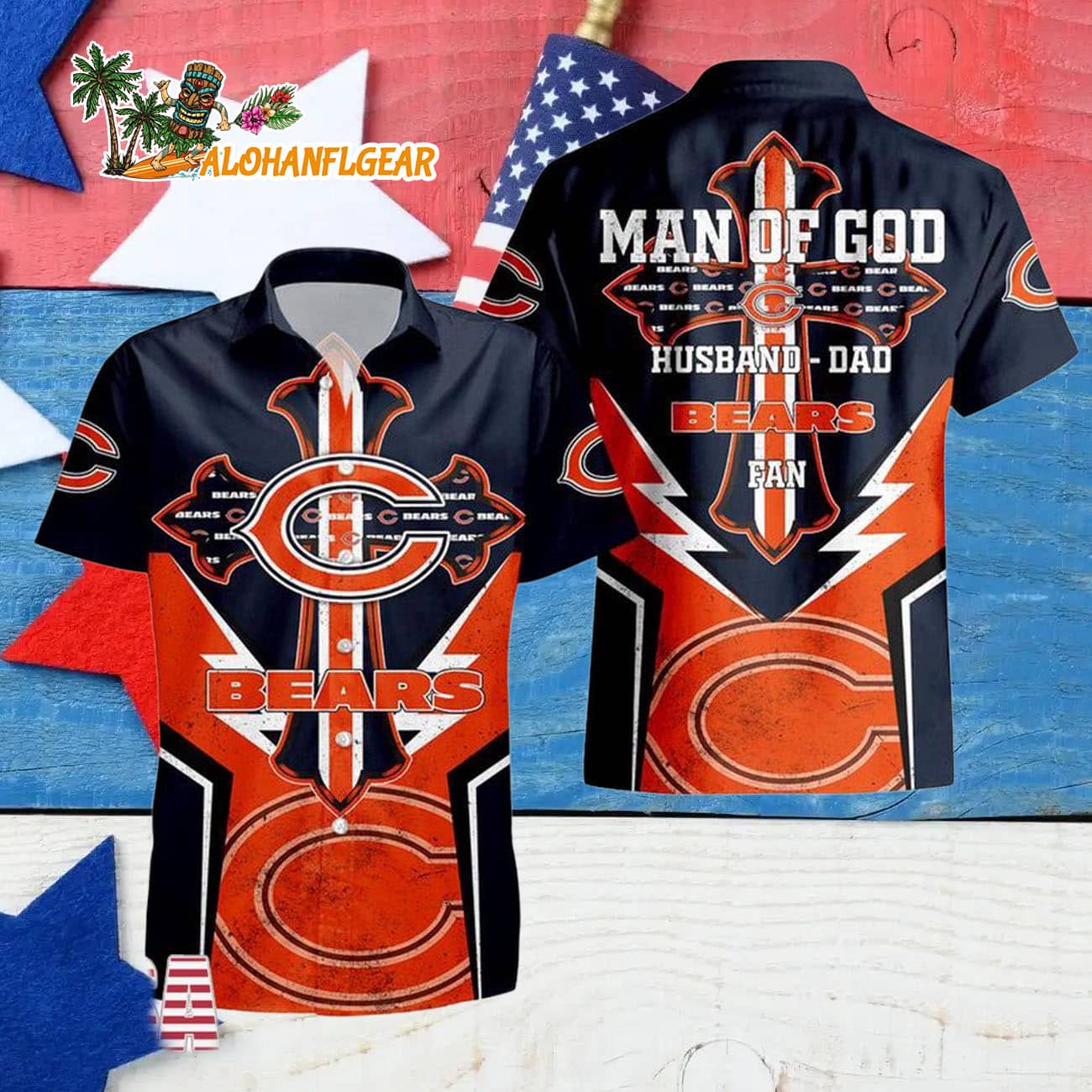 Chicago Bears Man Of God Gift For Fathers Day Hawaiian Shirt, Chicago Bears Aloha Shirt Chicago Bears Man Of God Gift For Fathers Day Hawaiian Shirt, Chicago Bears Aloha Shirt