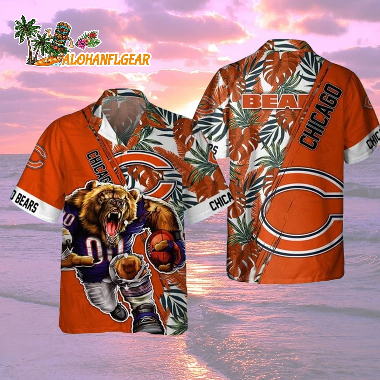 Chicago Bears Mascot Summer Hawaiian Shirt, Chicago Bears Aloha Shirt Chicago Bears Mascot Summer Hawaiian Shirt, Chicago Bears Aloha Shirt