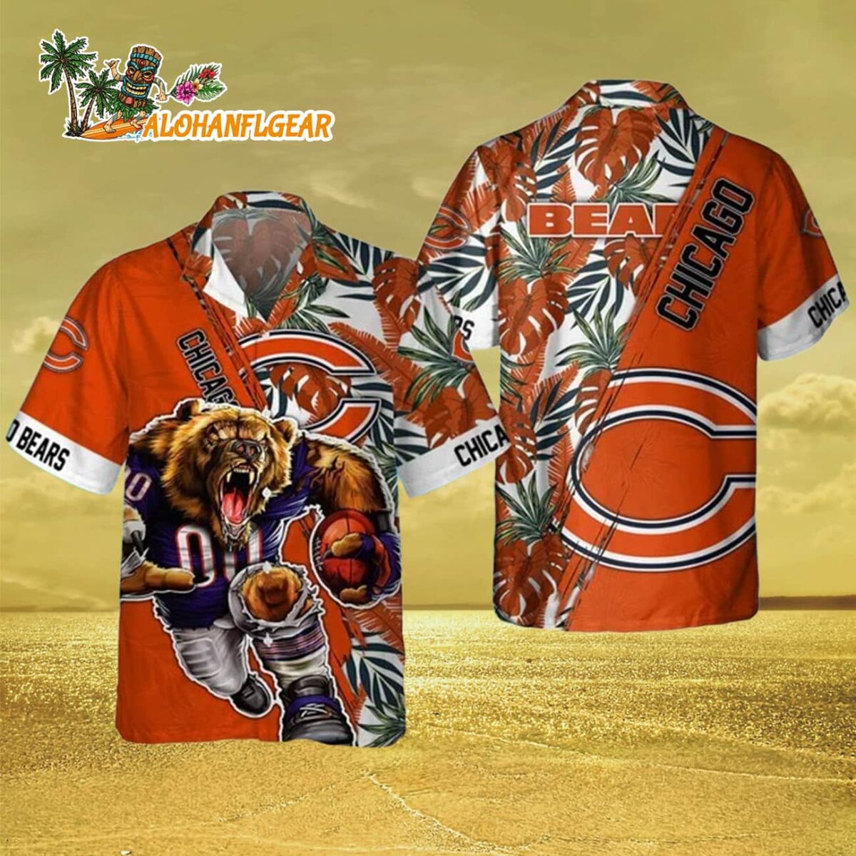 Chicago Bears Mascot Summer Hawaiian Shirt, Chicago Bears Aloha Shirt 2 Chicago Bears Mascot Summer Hawaiian Shirt Chicago Bears Aloha Shirt 3