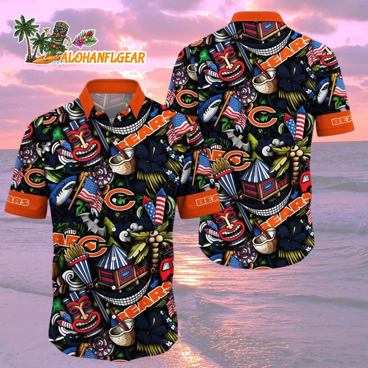 Chicago Bears Tiki Me Off Hawaiian Shirt Chicago Bears Aloha Shirt 2