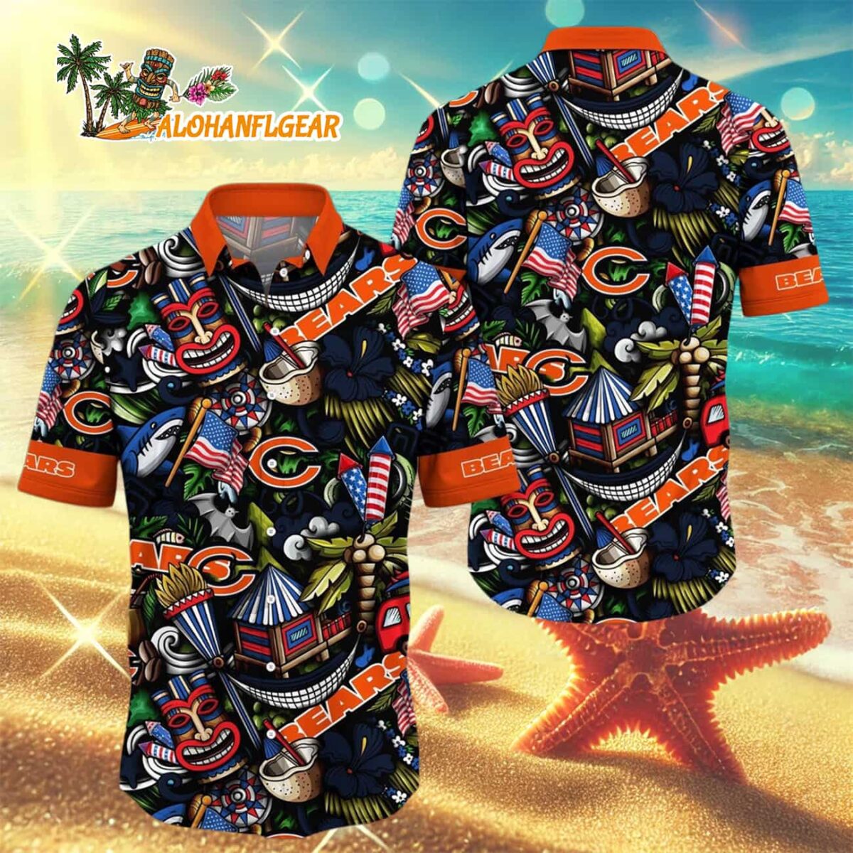Chicago Bears Tiki Me Off Hawaiian Shirt Chicago Bears Aloha Shirt 3