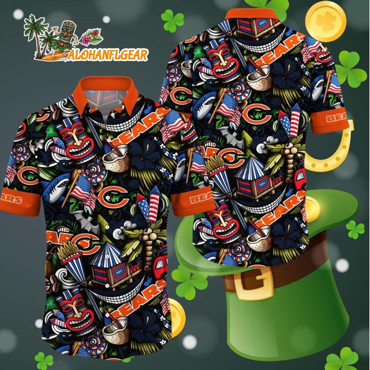 Chicago Bears Tiki Me Off Hawaiian Shirt Chicago Bears Aloha Shirt 4