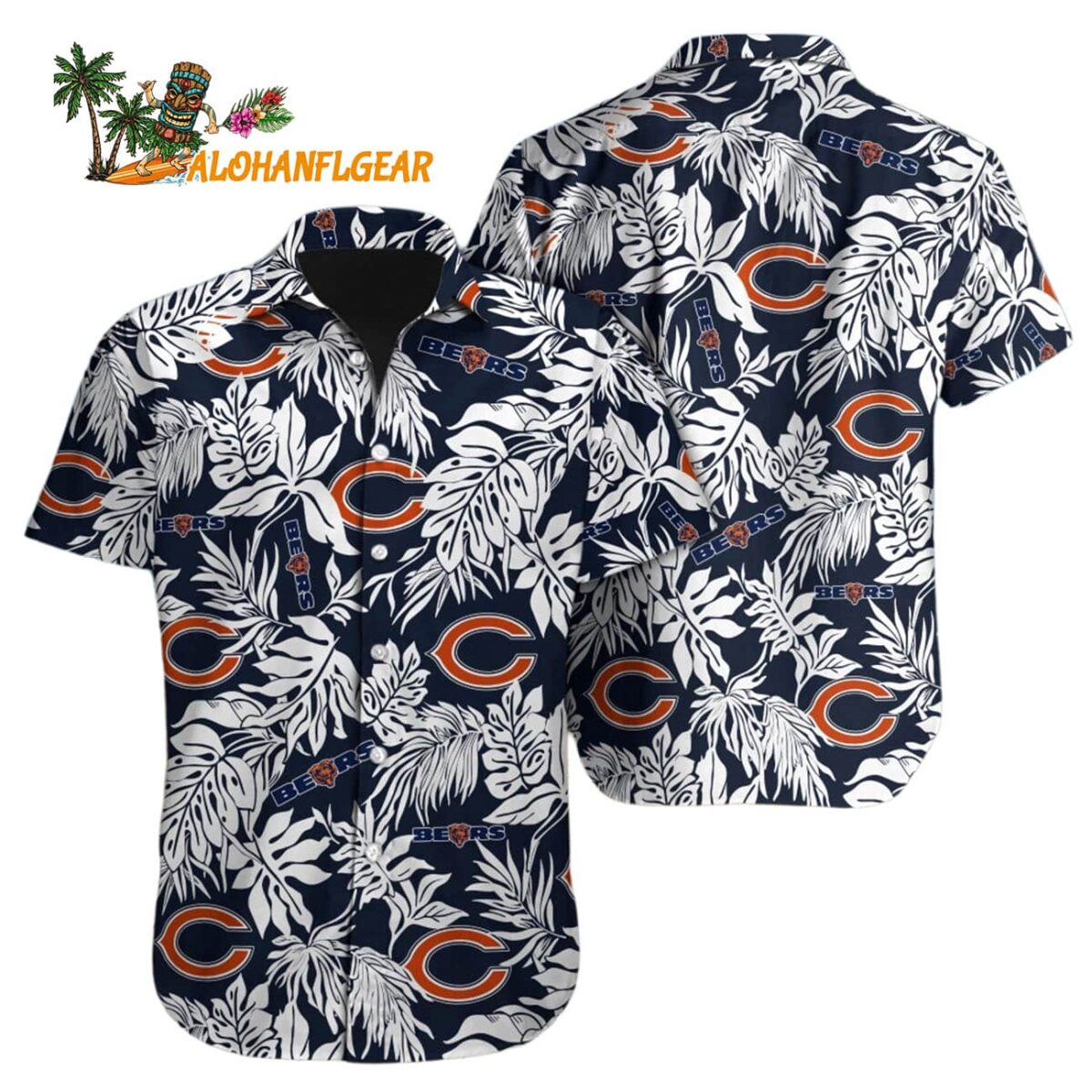 Chicago Bears Tropical Leafs Designs Hawaiian Shirt Chicago Bears Aloha Shirt 1
