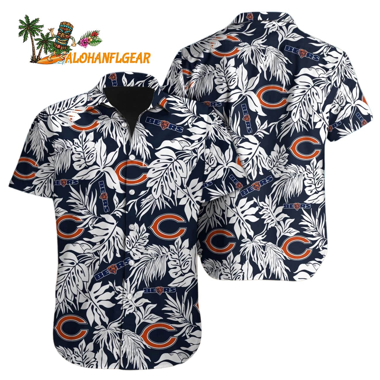 Chicago Bears Tropical Leafs Designs Hawaiian Shirt, Chicago Bears Aloha Shirt Chicago Bears Tropical Leafs Designs Hawaiian Shirt, Chicago Bears Aloha Shirt