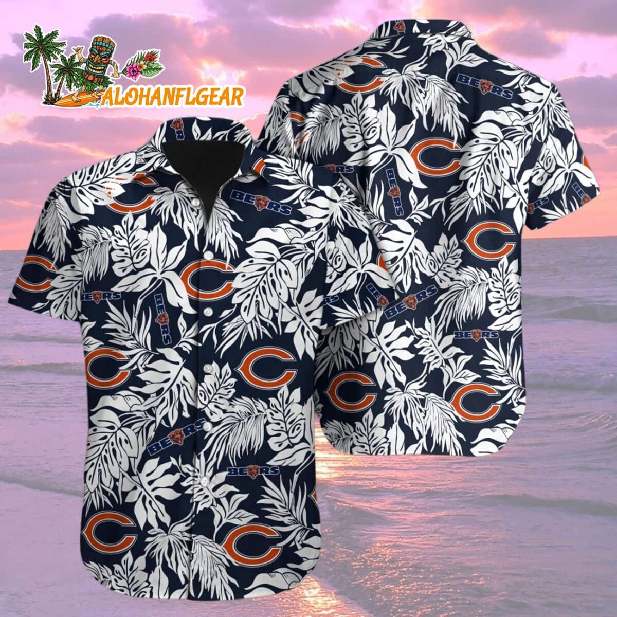 Chicago Bears Tropical Leafs Designs Hawaiian Shirt Chicago Bears Aloha Shirt 2
