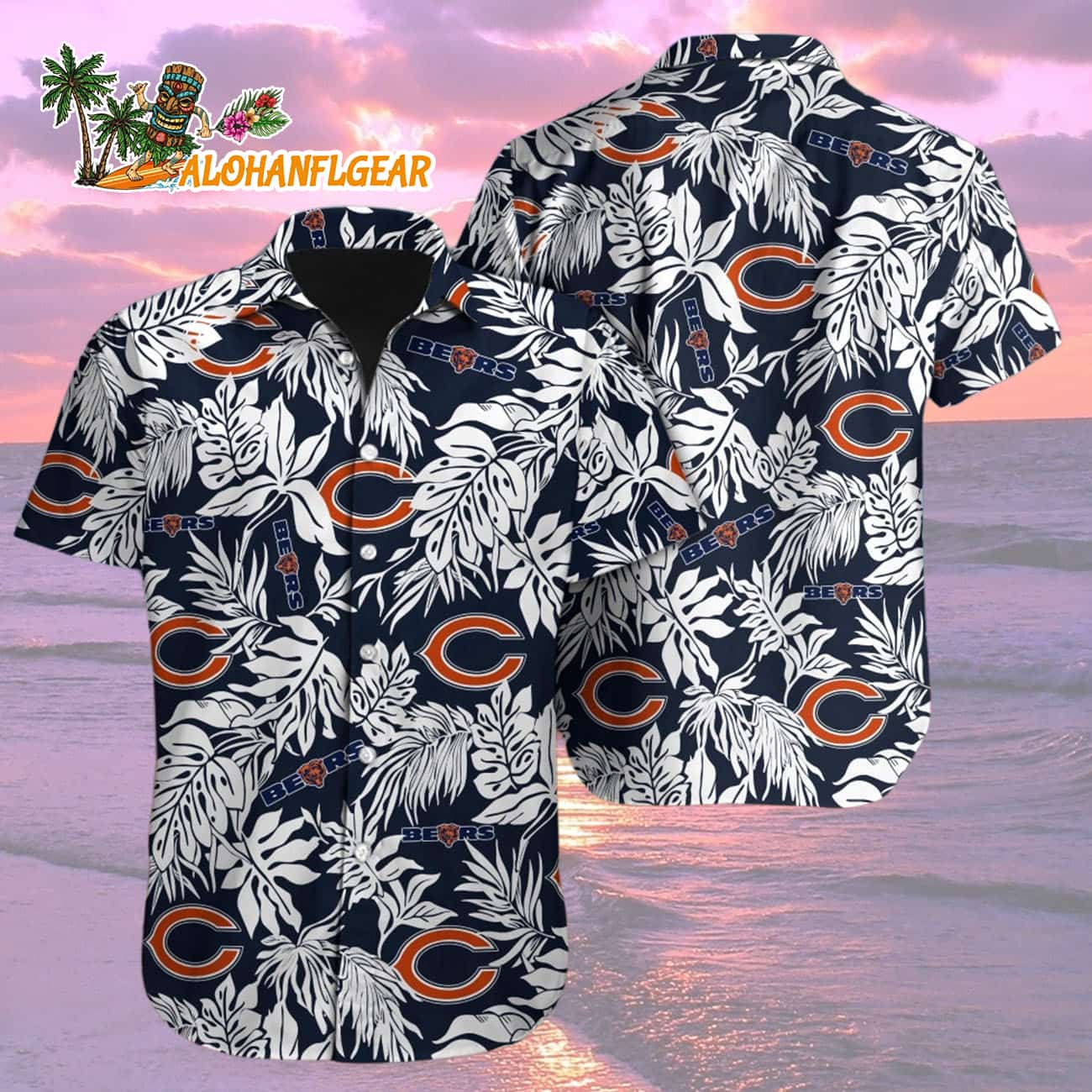 Chicago Bears Tropical Leafs Designs Hawaiian Shirt, Chicago Bears Aloha Shirt Chicago Bears Tropical Leafs Designs Hawaiian Shirt, Chicago Bears Aloha Shirt