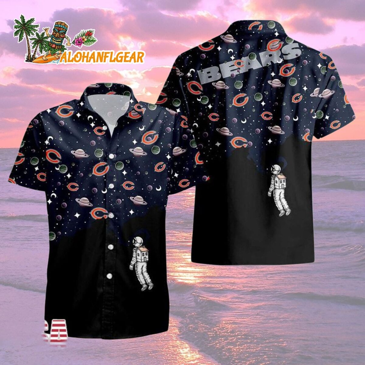 Chicago Bears Universal Astronaut Pattern Hawaiian Shirt, Chicago Bears Aloha Shirt 1 Chicago Bears Universal Astronaut Pattern Hawaiian Shirt Chicago Bears Aloha Shirt 2