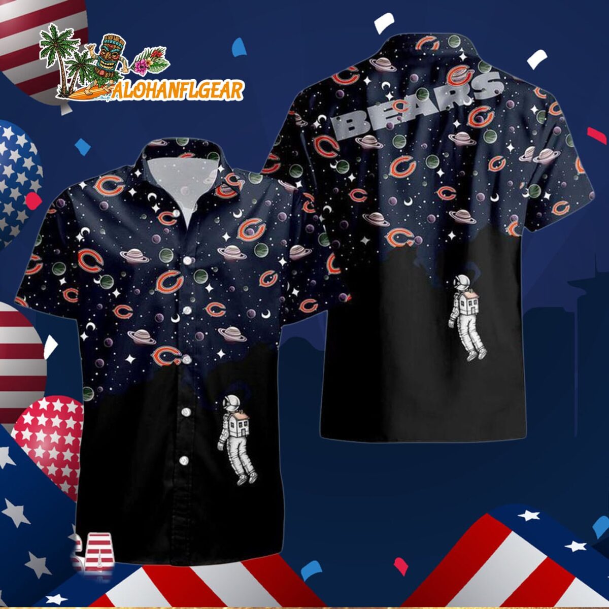 Chicago Bears Universal Astronaut Pattern Hawaiian Shirt, Chicago Bears Aloha Shirt 2 Chicago Bears Universal Astronaut Pattern Hawaiian Shirt Chicago Bears Aloha Shirt 3