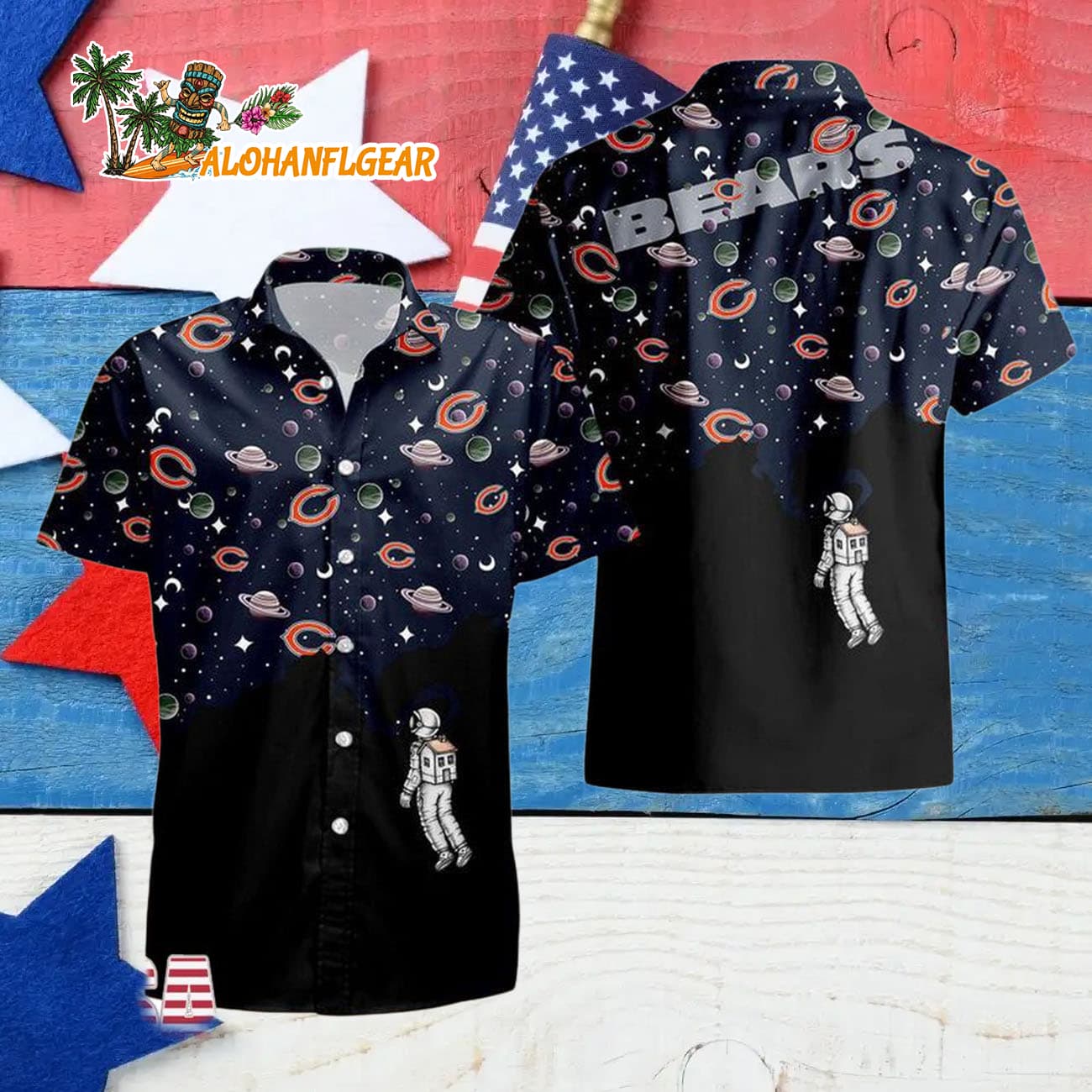 Chicago Bears Universal Astronaut Pattern Hawaiian Shirt, Chicago Bears Aloha Shirt Chicago Bears Universal Astronaut Pattern Hawaiian Shirt, Chicago Bears Aloha Shirt