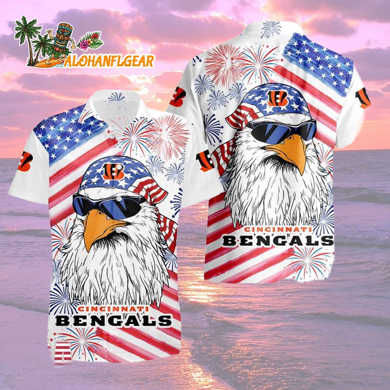 Cincinnati Bengals American Eagle Emblem Hawaiian Shirt Cincinnati Bengals American Eagle Emblem Hawaiian Shirt
