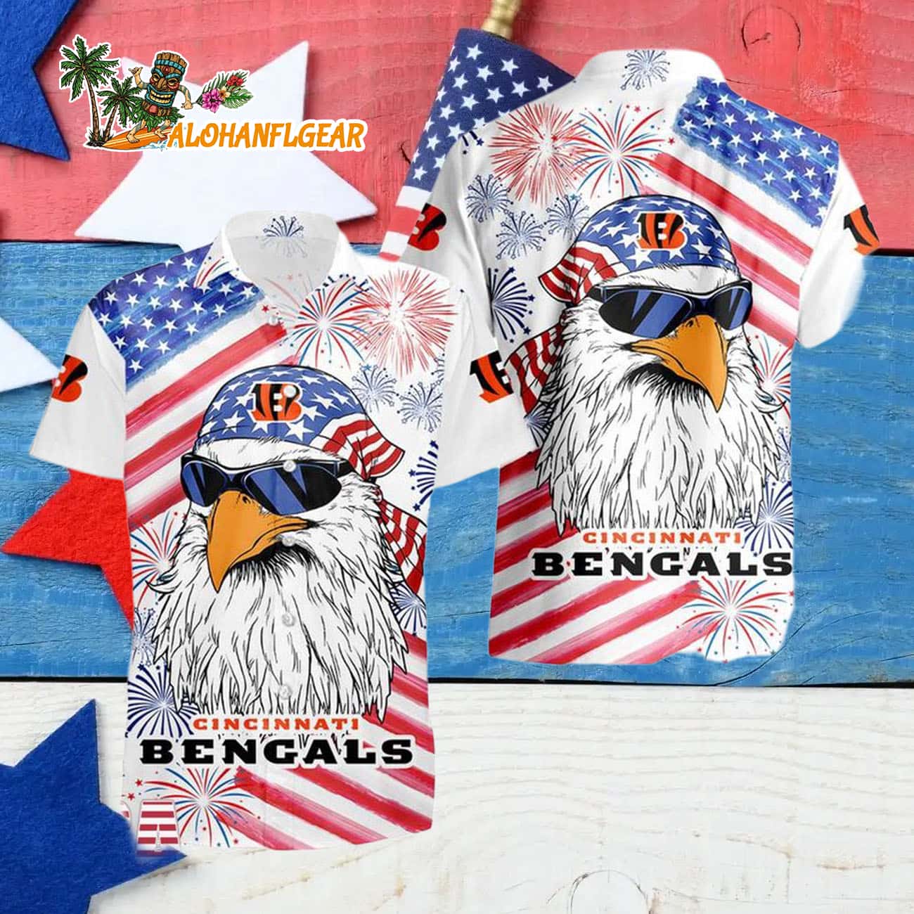 Cincinnati Bengals American Eagle Emblem Hawaiian Shirt Cincinnati Bengals American Eagle Emblem Hawaiian Shirt