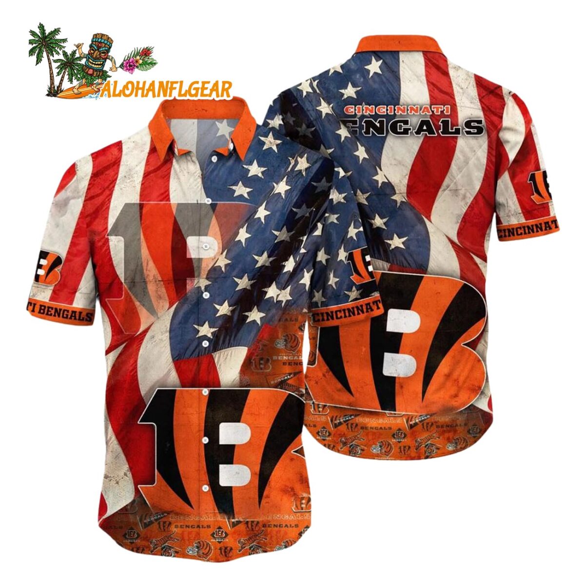 Cincinnati Bengals American Flag Hawaiian Shirt NFL Aloha Shirt 1