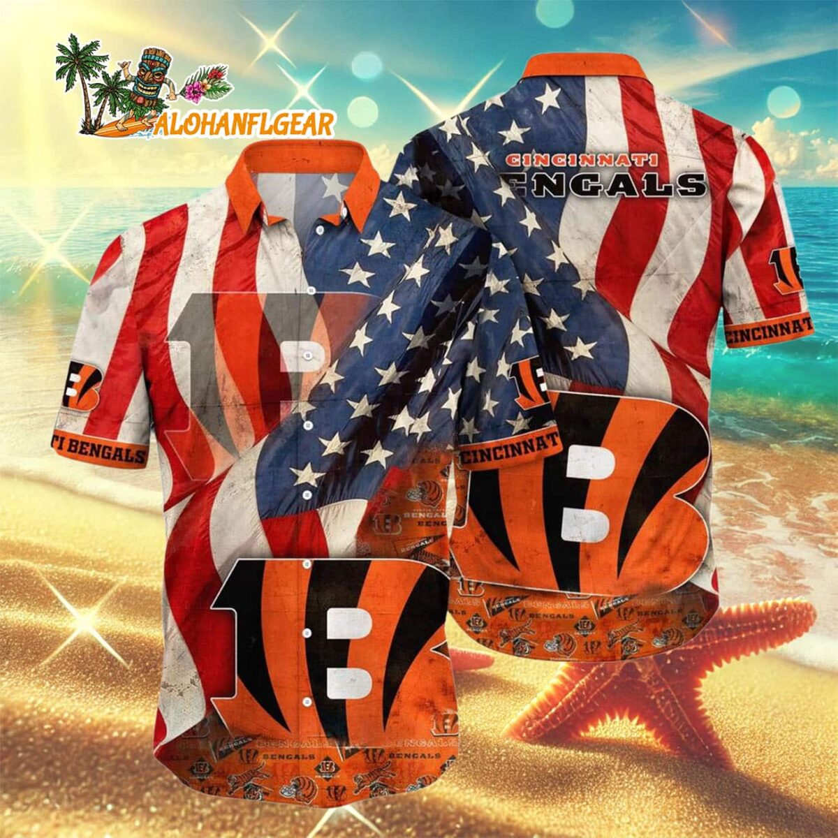 Cincinnati Bengals American Flag Hawaiian Shirt, NFL Aloha Shirt 2 Cincinnati Bengals American Flag Hawaiian Shirt NFL Aloha Shirt 3