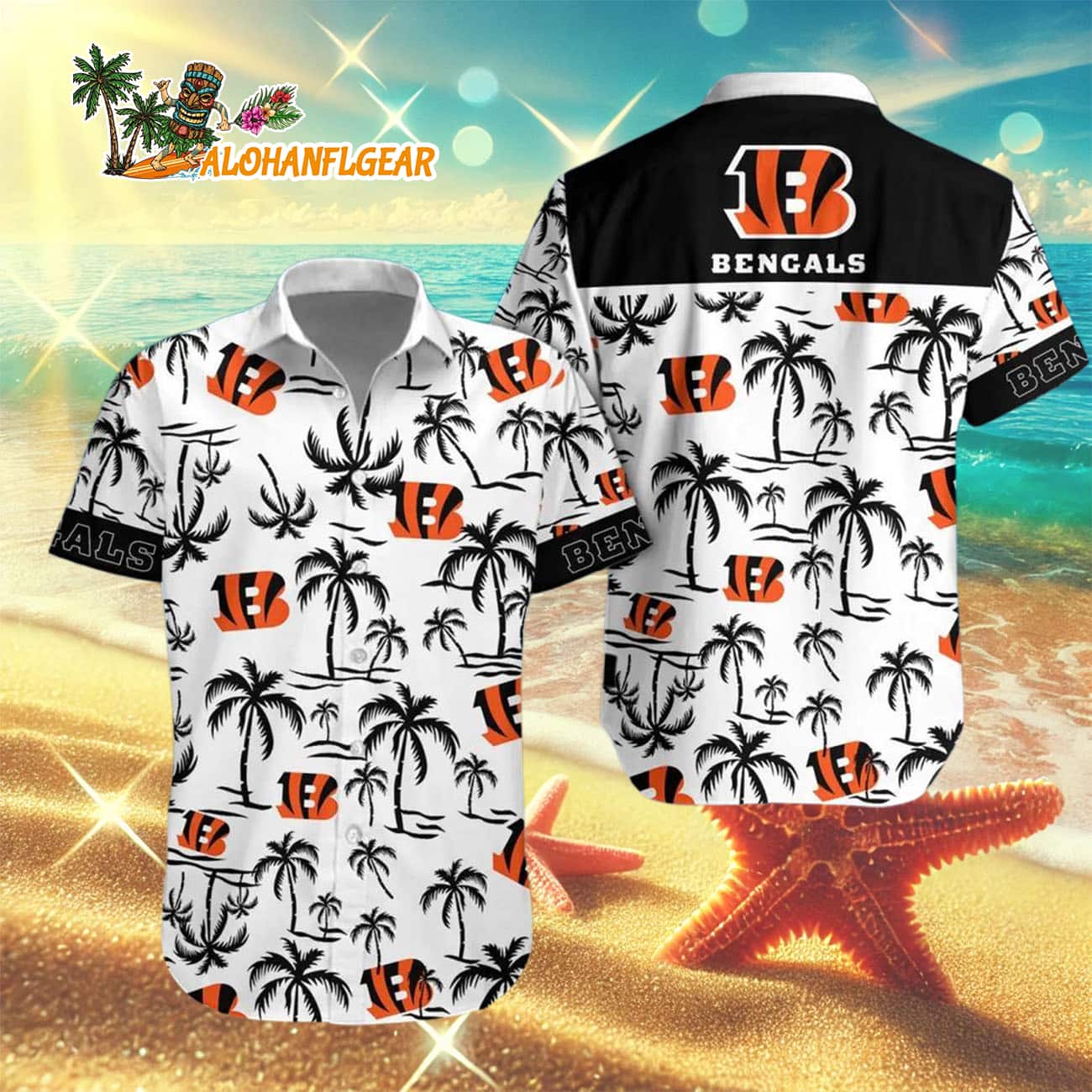 Cincinnati Bengals Coconut Logo Beach Hawaiian Shirt, NFL Aloha Shirt Cincinnati Bengals Coconut Logo Beach Hawaiian Shirt, NFL Aloha Shirt