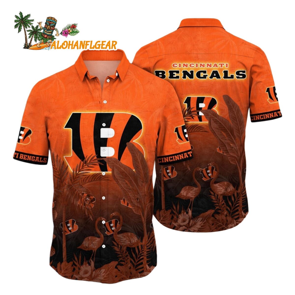 Cincinnati Bengals Flamingo And Flower Funny Hawaiian Shirt Cincinnati Bengals Aloha Shirt 1