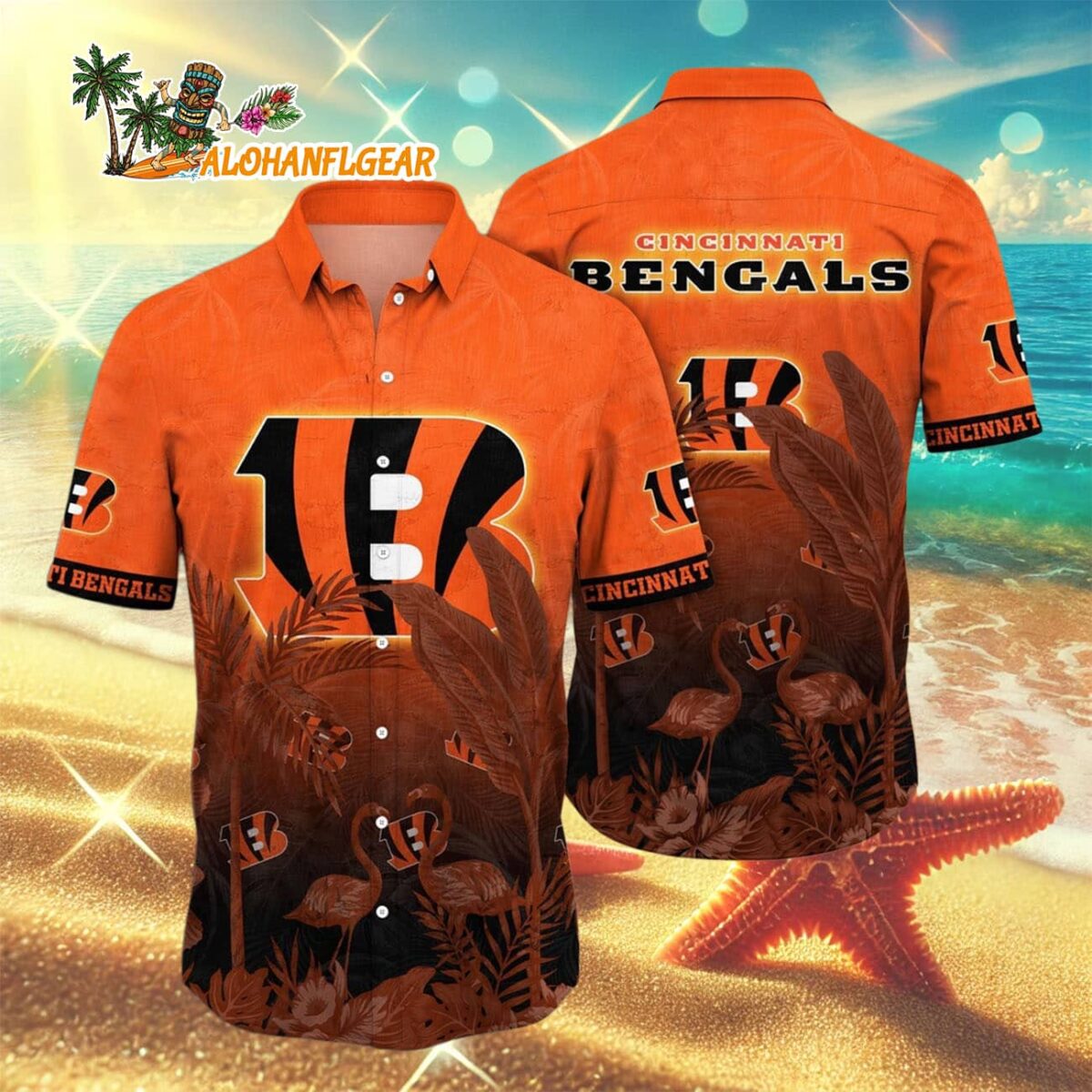 Cincinnati Bengals Flamingo And Flower Funny Hawaiian Shirt Cincinnati Bengals Aloha Shirt 3
