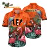 Cincinnati Bengals Flamingo And Flower Hawaiian Shirt Cincinnati Bengals Aloha Shirt 1