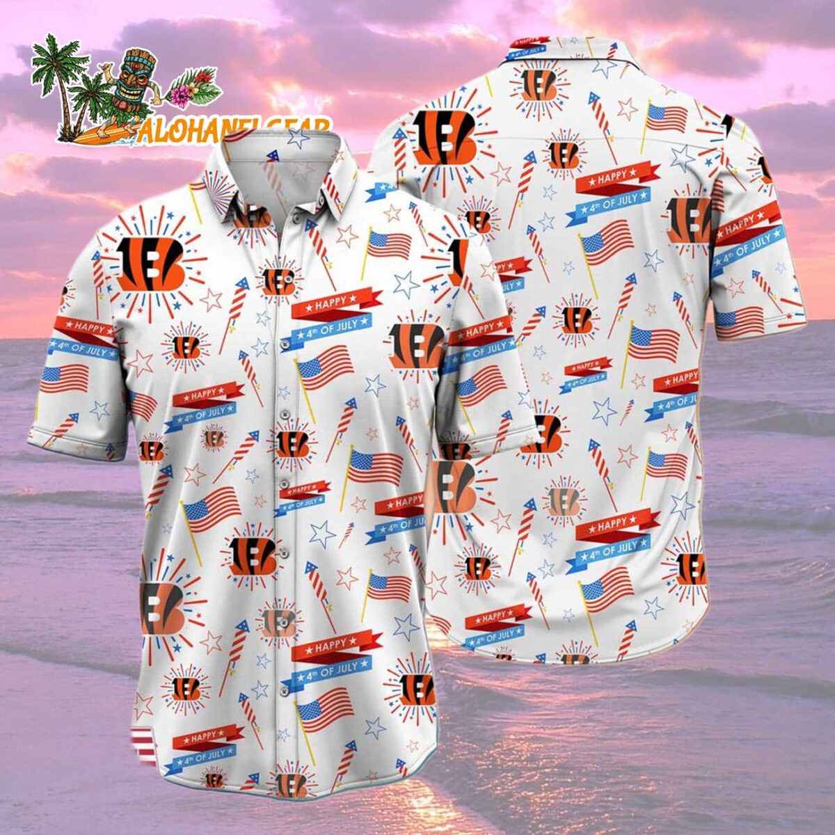 Cincinnati Bengals Happy 4th Of July Hawaiian Shirt, NFL Aloha Shirt 1 Cincinnati Bengals Happy 4th Of July Hawaiian Shirt NFL Aloha Shirt 2