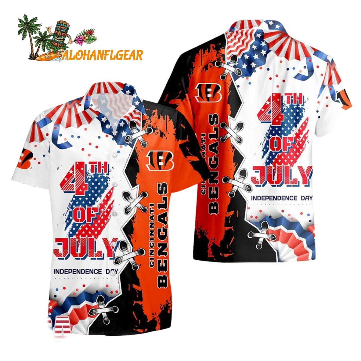Cincinnati Bengals Happy Independence Day Resurgence Hawaiian Shirt NFL Aloha Shirt 1