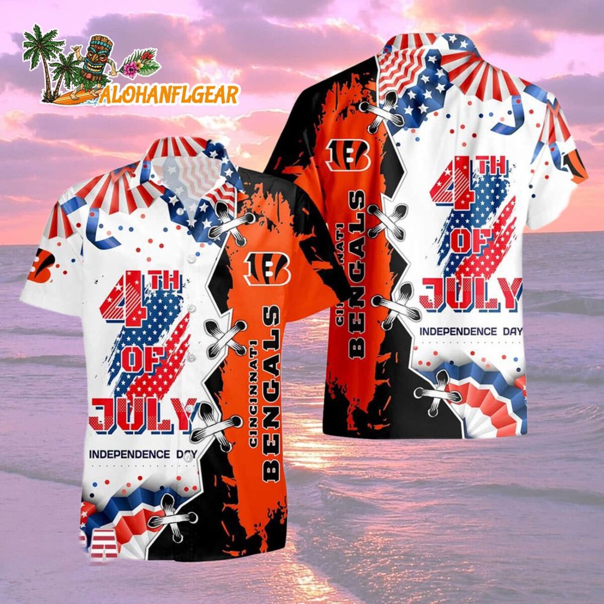 Cincinnati Bengals Happy Independence Day Resurgence Hawaiian Shirt NFL Aloha Shirt 2