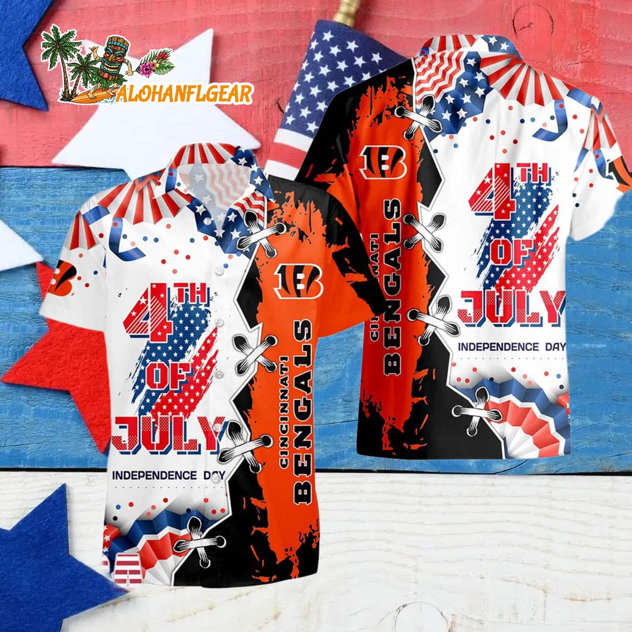Cincinnati Bengals Happy Independence Day Resurgence Hawaiian Shirt, NFL Aloha Shirt Cincinnati Bengals Happy Independence Day Resurgence Hawaiian Shirt, NFL Aloha Shirt