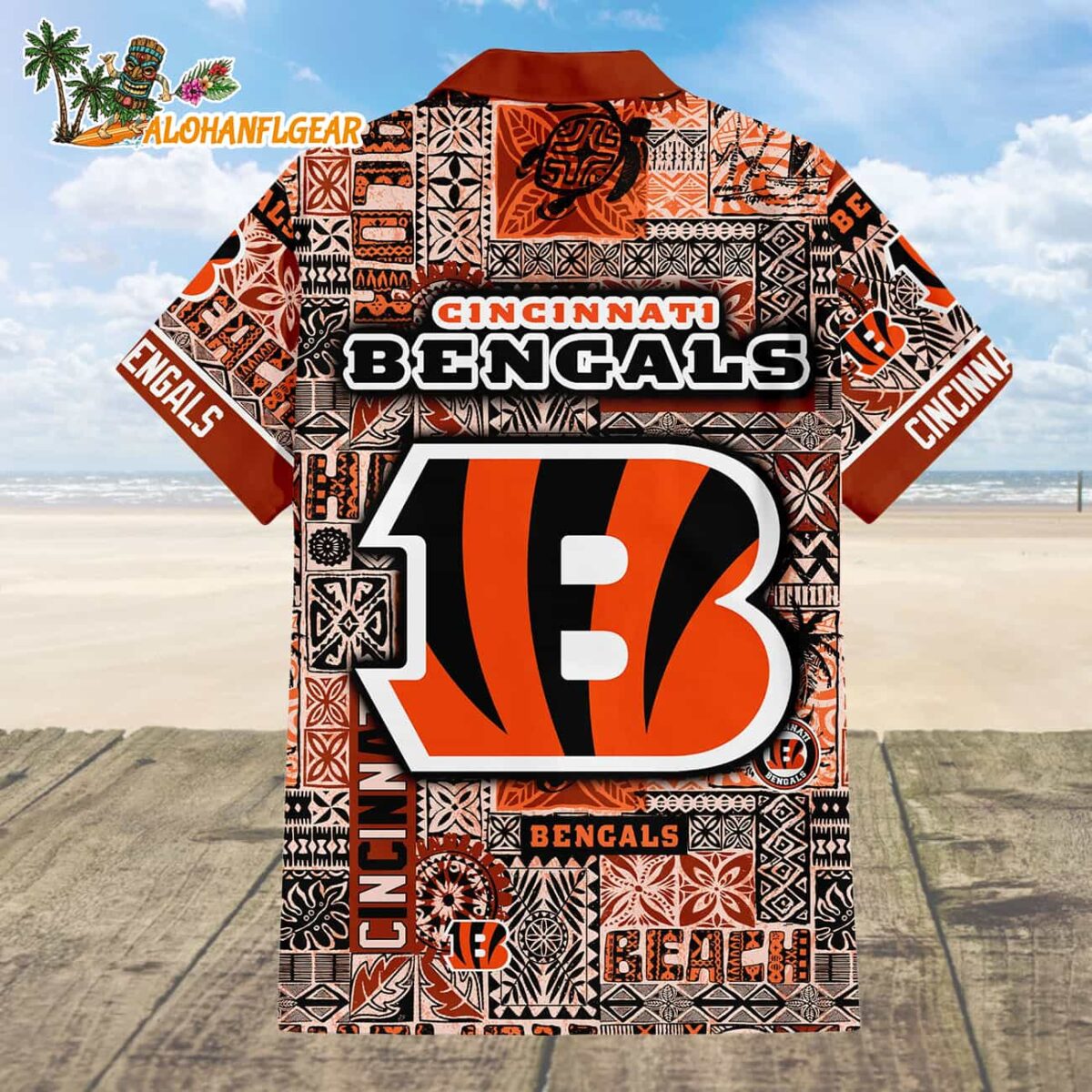 Cincinnati Bengals Hawaiian Tapa Patterns Hawaiian Shirt, NFL Aloha Shirt 1 Cincinnati Bengals Hawaiian Tapa Patterns Hawaiian Shirt NFL Aloha Shirt 2