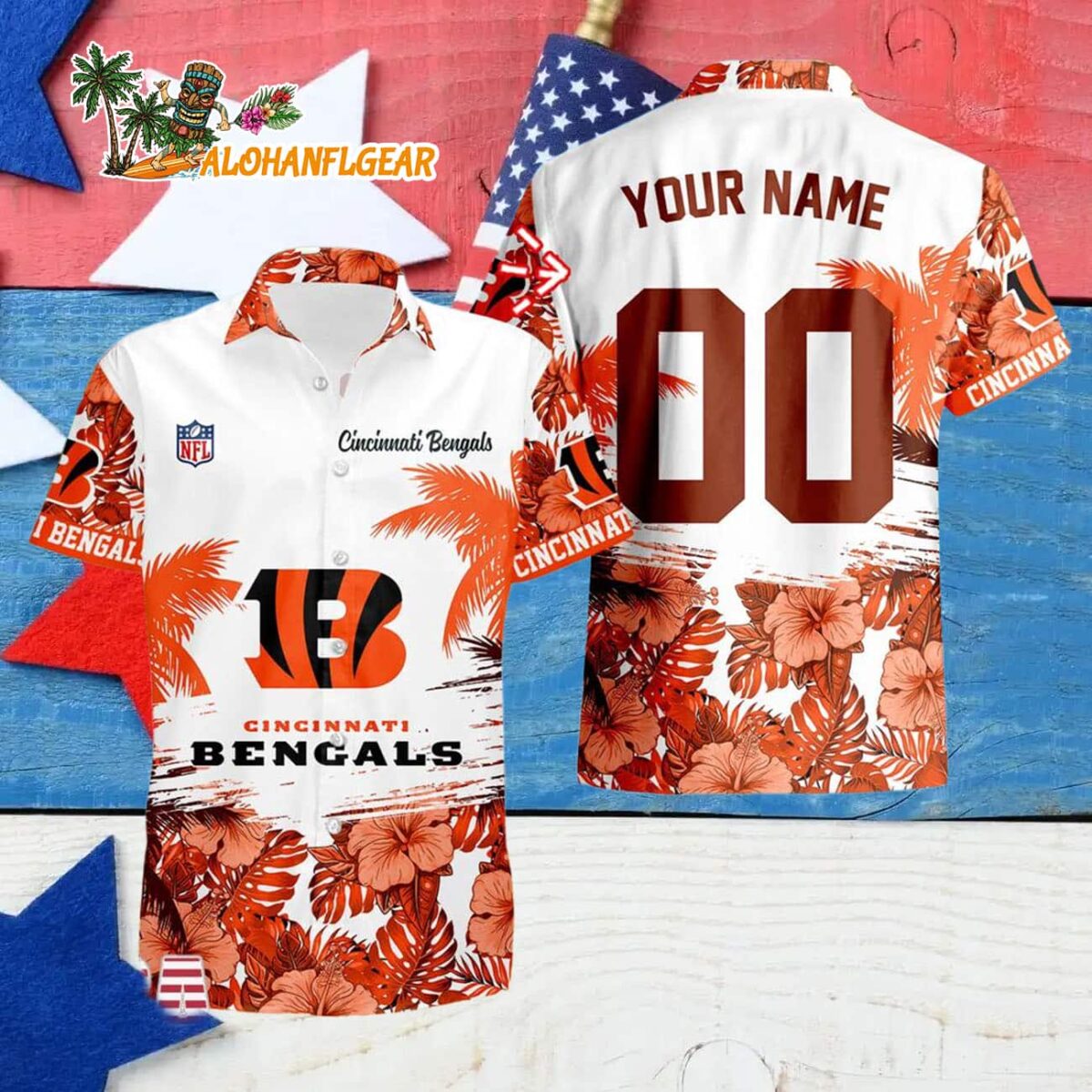 Cincinnati Bengals Hibiscus Flower Custom Name Hawaiian Shirt NFL Aloha Shirt 4 Cincinnati Bengals Hibiscus Flower Custom Name Hawaiian Shirt NFL Aloha Shirt 4