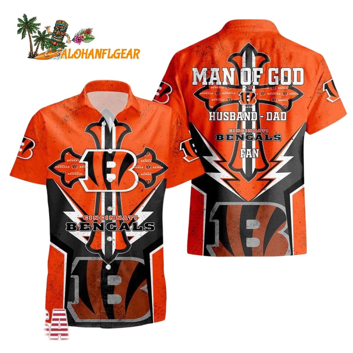Cincinnati Bengals Man Of God Gift For Fathers Day Hawaiian Shirt Cincinnati Bengals Aloha Shirt 1