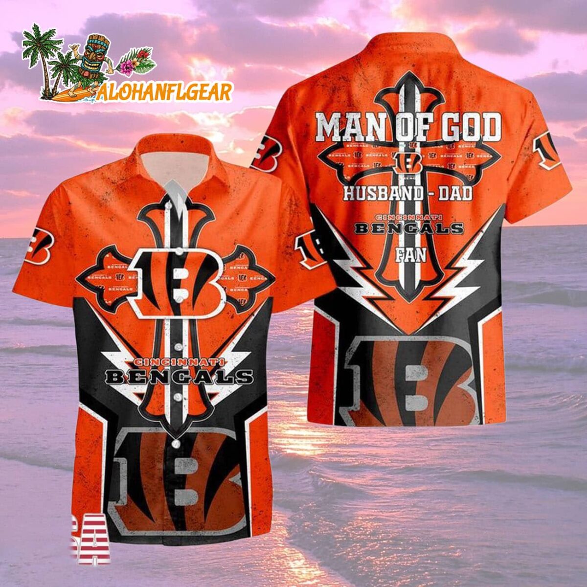 Cincinnati Bengals Man Of God Gift For Fathers Day Hawaiian Shirt Cincinnati Bengals Aloha Shirt 2