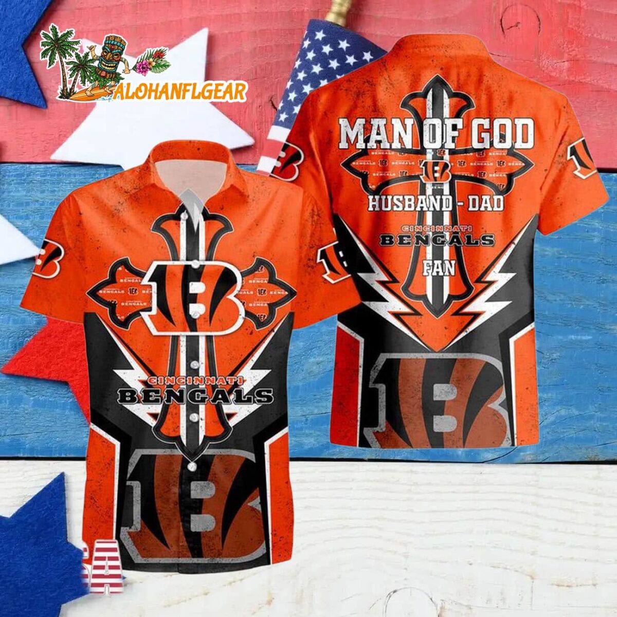 Cincinnati Bengals Man Of God Gift For Fathers Day Hawaiian Shirt Cincinnati Bengals Aloha Shirt 4
