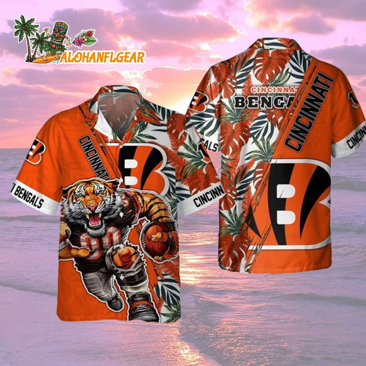 Cincinnati Bengals Mascot Summer Hawaiian Shirt, Cincinnati Bengals Aloha Shirt 1 Cincinnati Bengals Mascot Summer Hawaiian Shirt Cincinnati Bengals Aloha Shirt 2