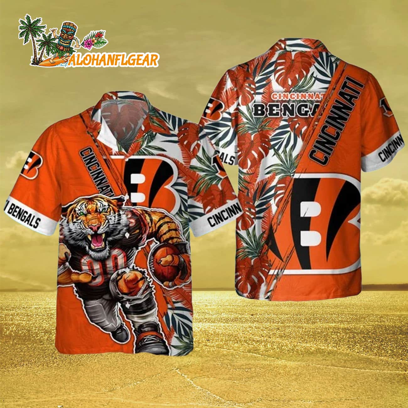 Cincinnati Bengals Mascot Summer Hawaiian Shirt, Cincinnati Bengals Aloha Shirt Cincinnati Bengals Mascot Summer Hawaiian Shirt, Cincinnati Bengals Aloha Shirt
