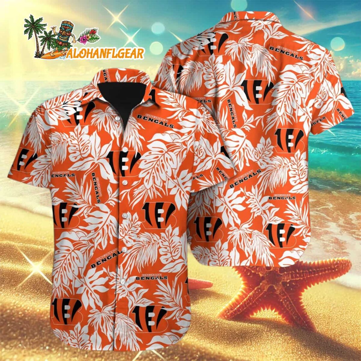Cincinnati Bengals Tropical Leafs Designs Hawaiian Shirt Cincinnati Bengals Aloha Shirt 3