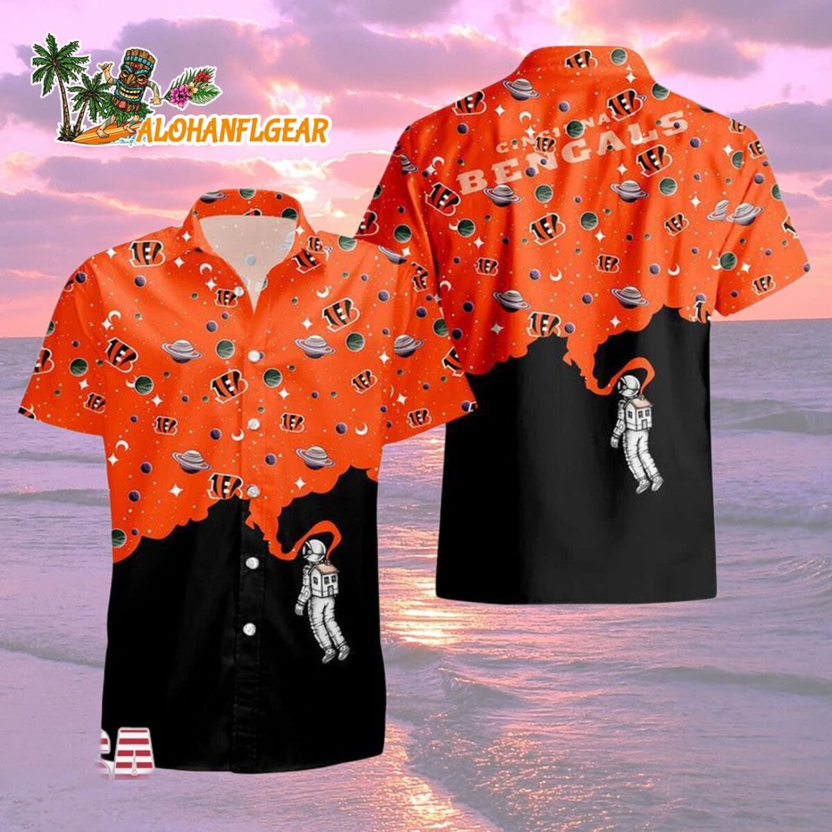Cincinnati Bengals Universal Astronaut Pattern Hawaiian Shirt Cincinnati Bengals Aloha Shirt 2