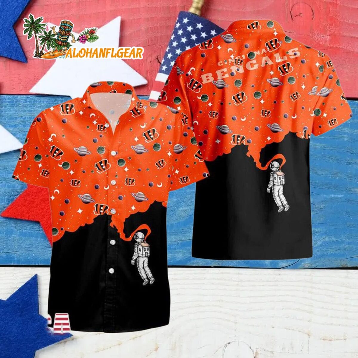 Cincinnati Bengals Universal Astronaut Pattern Hawaiian Shirt Cincinnati Bengals Aloha Shirt 4