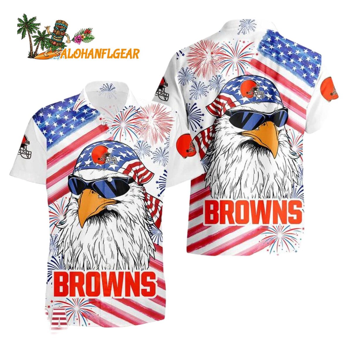 Cleveland Browns American Eagle Emblem Hawaiian Shirt Cleveland Browns Aloha Shirt 1