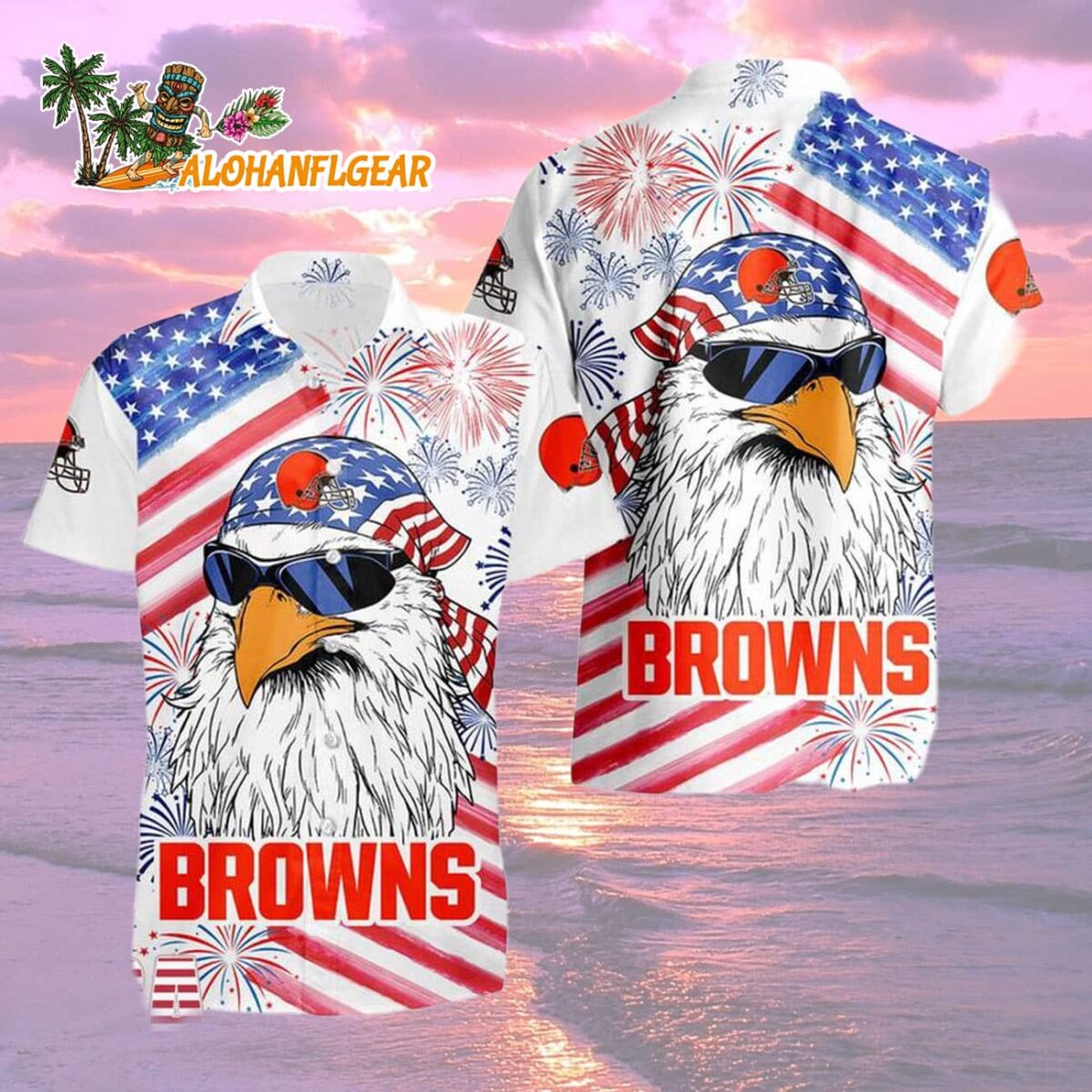 Cleveland Browns American Eagle Emblem Hawaiian Shirt 1 Cleveland Browns American Eagle Emblem Hawaiian Shirt Cleveland Browns Aloha Shirt 2